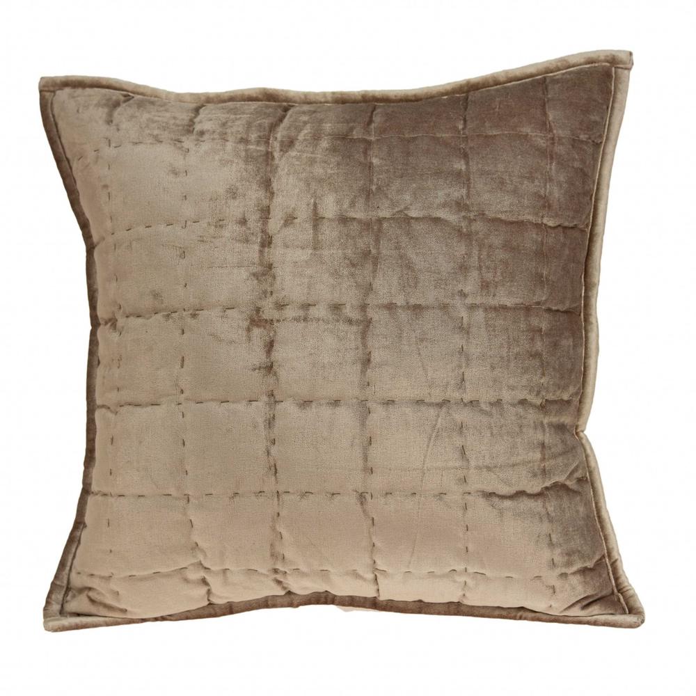 20" x 7" x 20" Transitional Taupe Solid Quilted Pillow Cover With Poly Insert - 334094. Picture 1