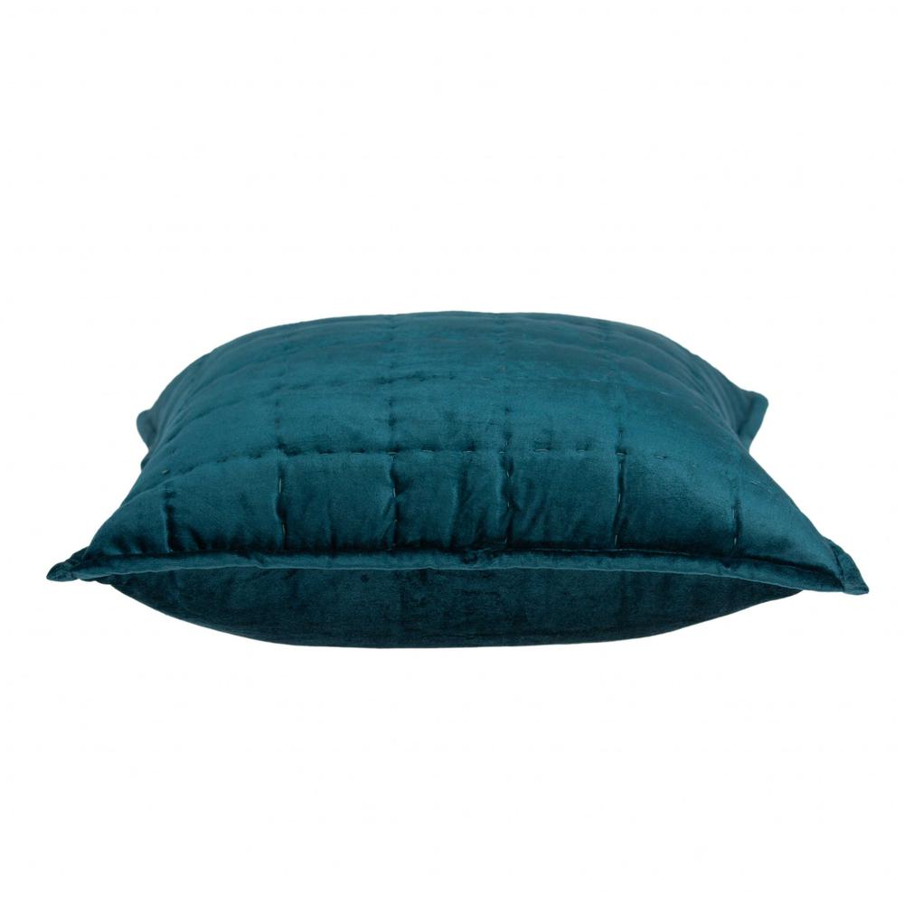 20" x 7" x 20" Transitional Teal Solid Quilted Pillow Cover With Poly Insert - 334096. Picture 3