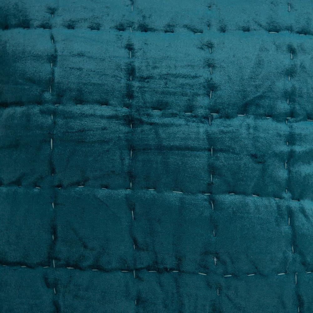 20" x 7" x 20" Transitional Teal Solid Quilted Pillow Cover With Poly Insert - 334096. Picture 5
