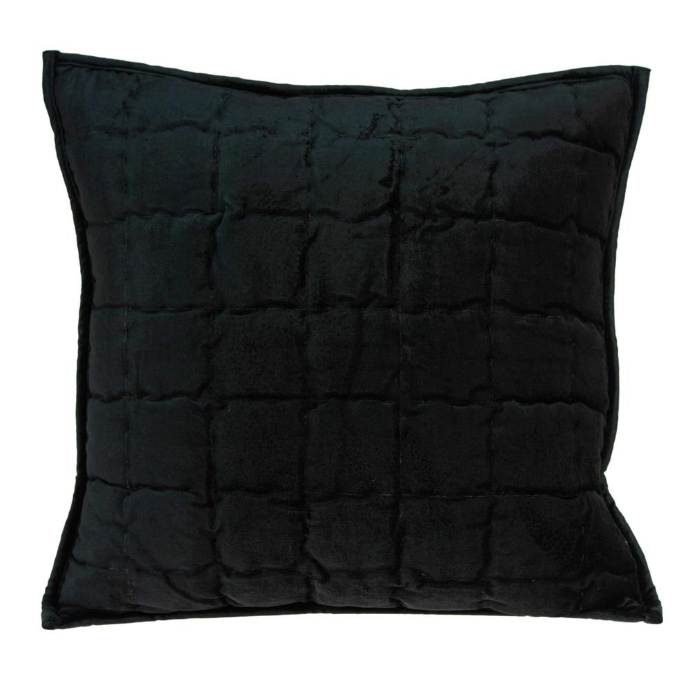 20" x 7" x 20" Transitional Black Solid Quilted Pillow Cover With Poly Insert - 334097. Picture 1