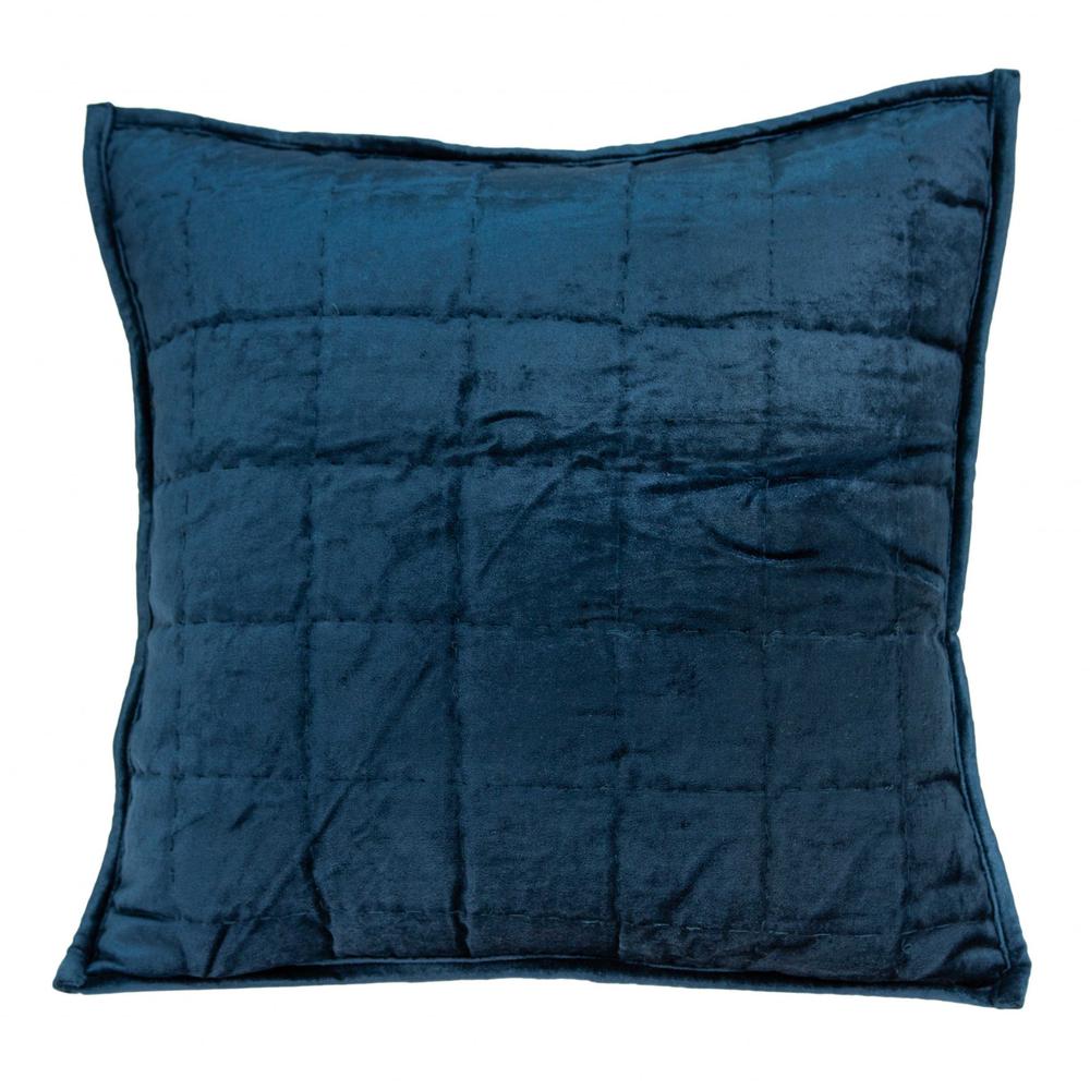 20" x 7" x 20" Transitional Navy Blue Quilted Pillow Cover With Poly Insert - 334100. Picture 1