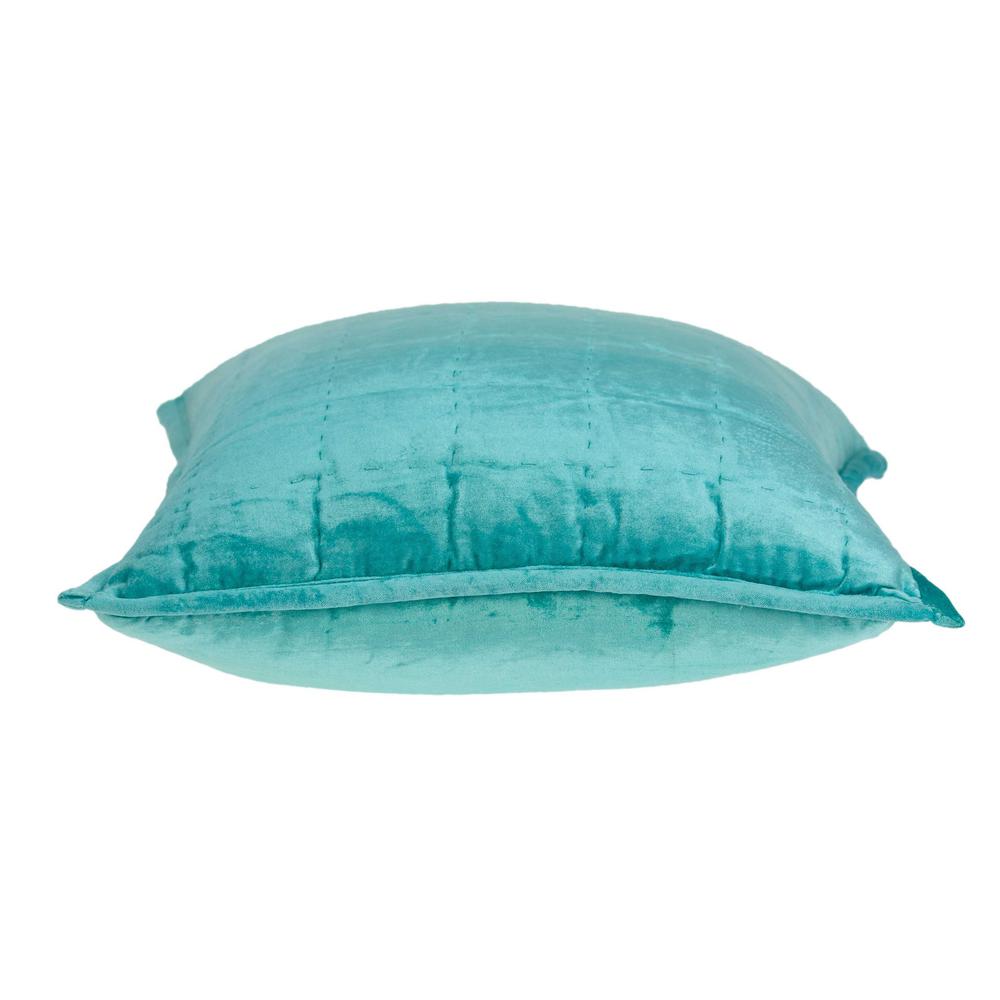 20" x 7" x 20" Transitional Aqua Solid Quilted Pillow Cover With Poly Insert - 334101. Picture 3