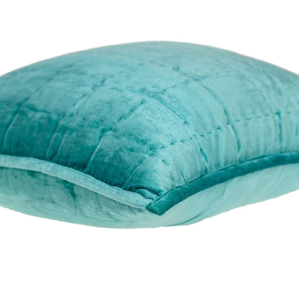 20" x 7" x 20" Transitional Aqua Solid Quilted Pillow Cover With Poly Insert - 334101. Picture 4