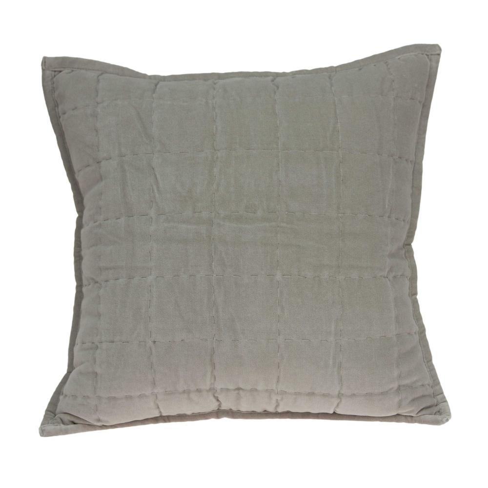 20" x 7" x 20" Transitional Gray Solid Quilted Pillow Cover With Poly Insert - 334103. Picture 1