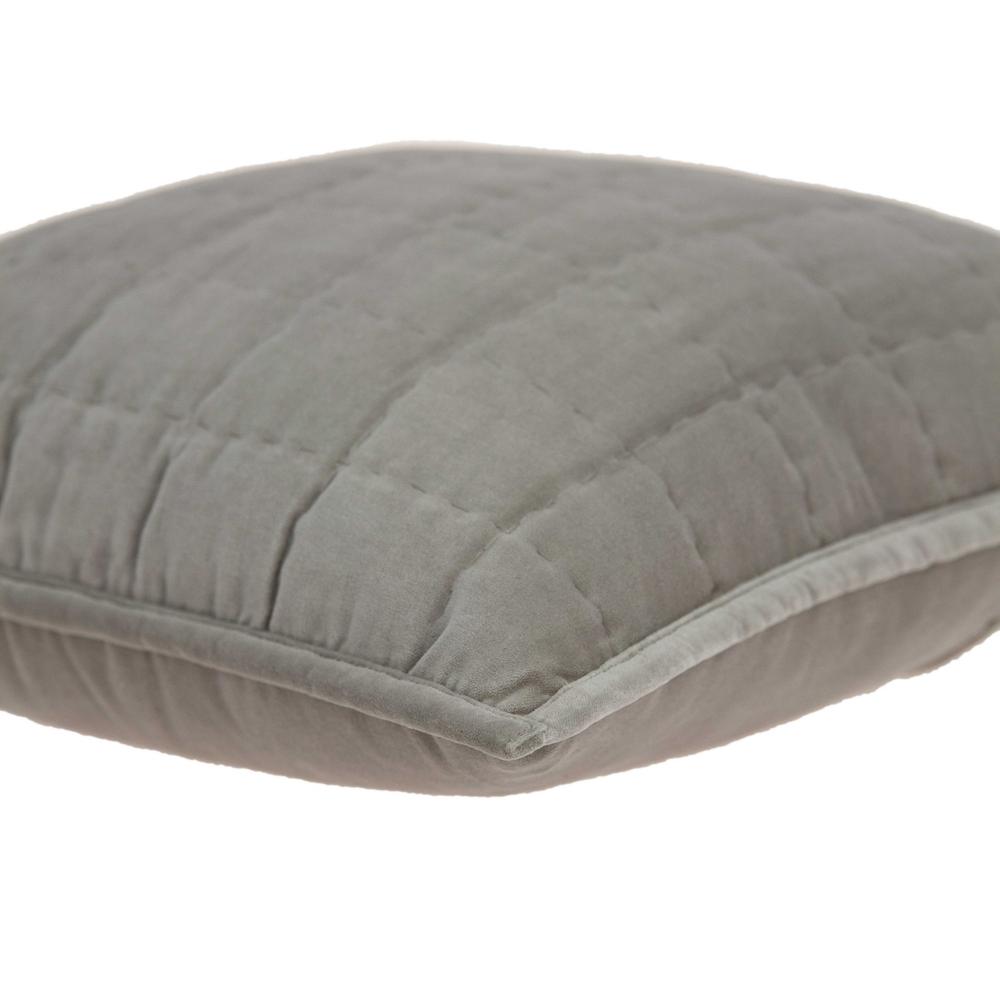 20" x 7" x 20" Transitional Gray Solid Quilted Pillow Cover With Poly Insert - 334103. Picture 4