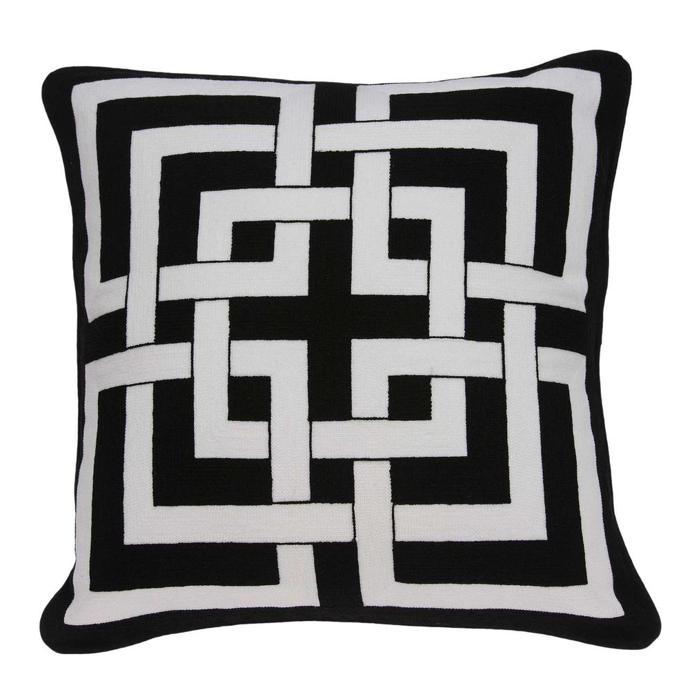 20" x 7" x 20" Transitional Black and White Pillow Cover With Poly Insert - 334116. Picture 1