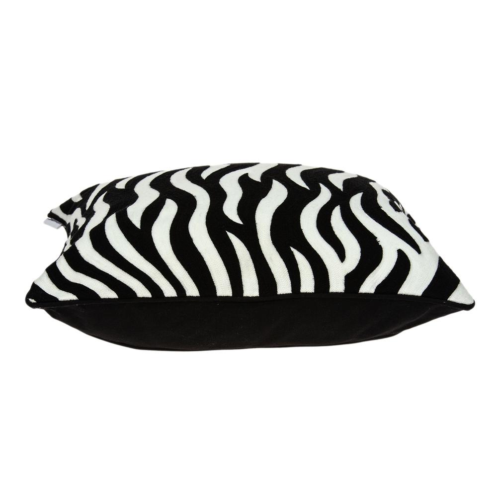 20" x 7" x 20" Transitional Black and White Zebra Pillow Cover With Poly Insert - 334118. Picture 3