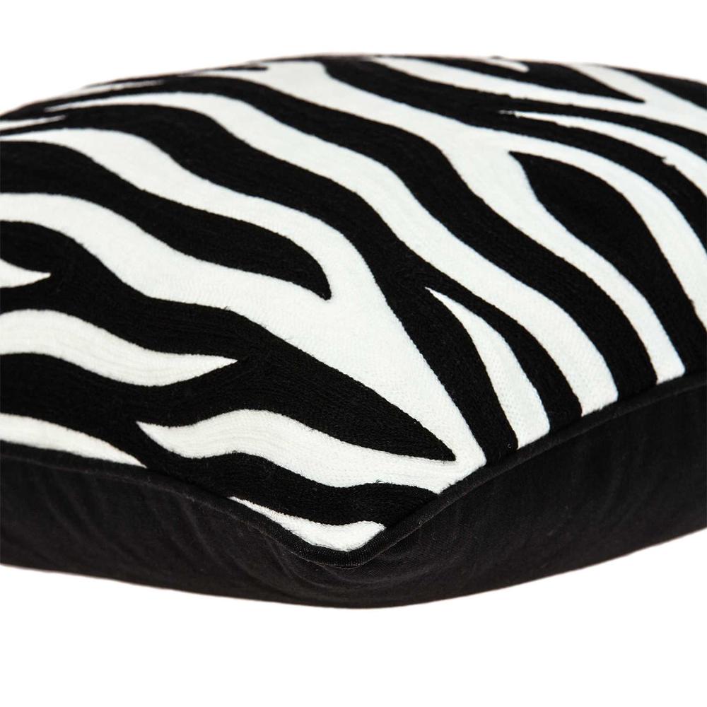 20" x 7" x 20" Transitional Black and White Zebra Pillow Cover With Poly Insert - 334118. Picture 4