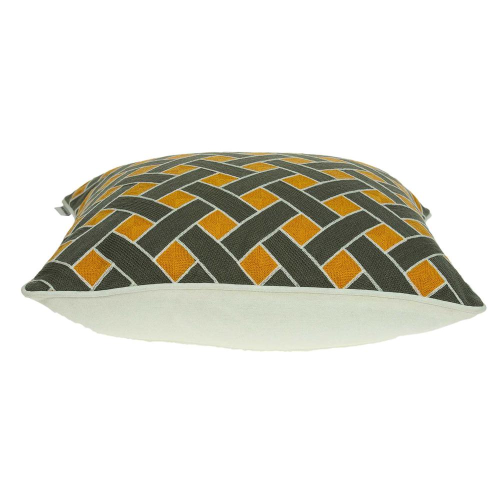 20" x 7" x 20" Transitional Gray and Orange Pillow Cover With Poly Insert - 334119. Picture 3