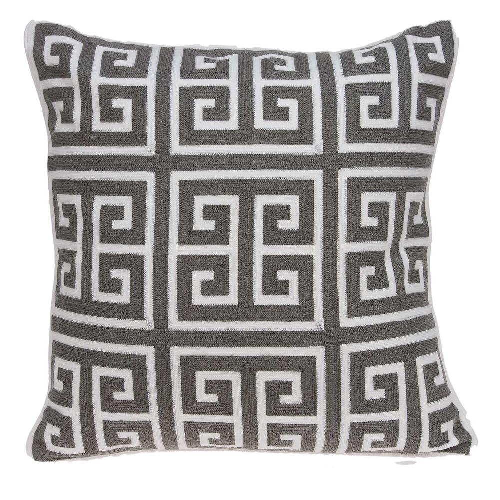20" x 7" x 20" Cool Transitional Gray and White Pillow Cover With Poly Insert - 334123. Picture 1