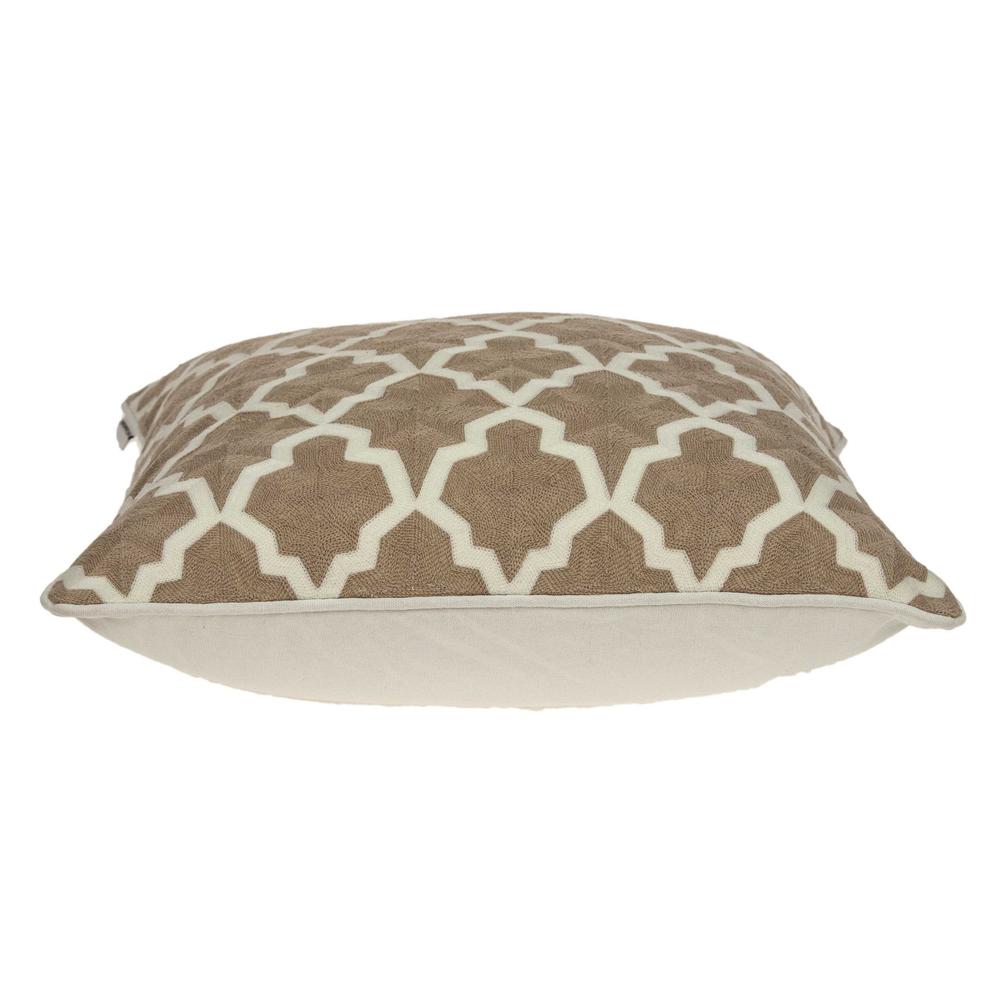 20" x 7" x 20" Transitional Beige and White Pillow Cover With Poly Insert - 334125. Picture 3