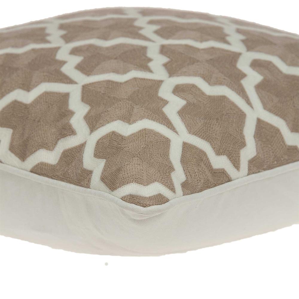 20" x 7" x 20" Transitional Beige and White Pillow Cover With Poly Insert - 334125. Picture 4