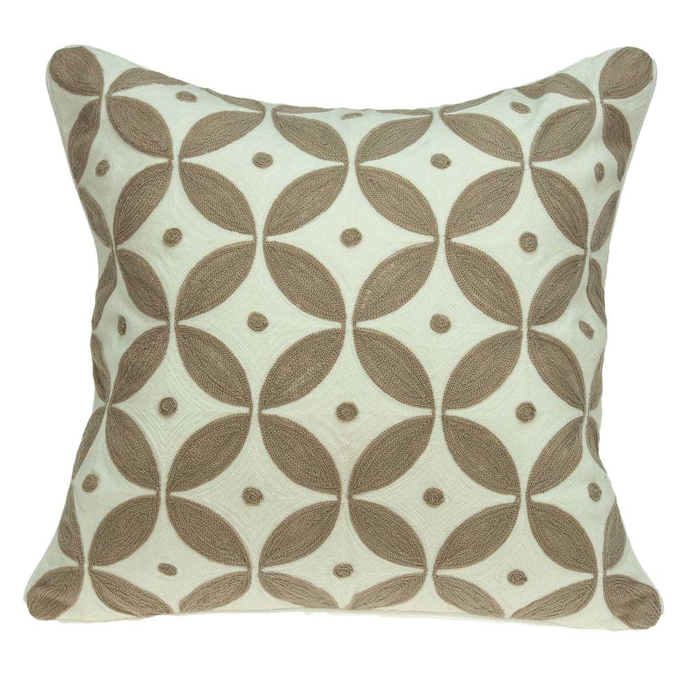 20" x 7" x 20" Transitional Beige and White Accent Pillow Cover With Poly Insert - 334127. Picture 1