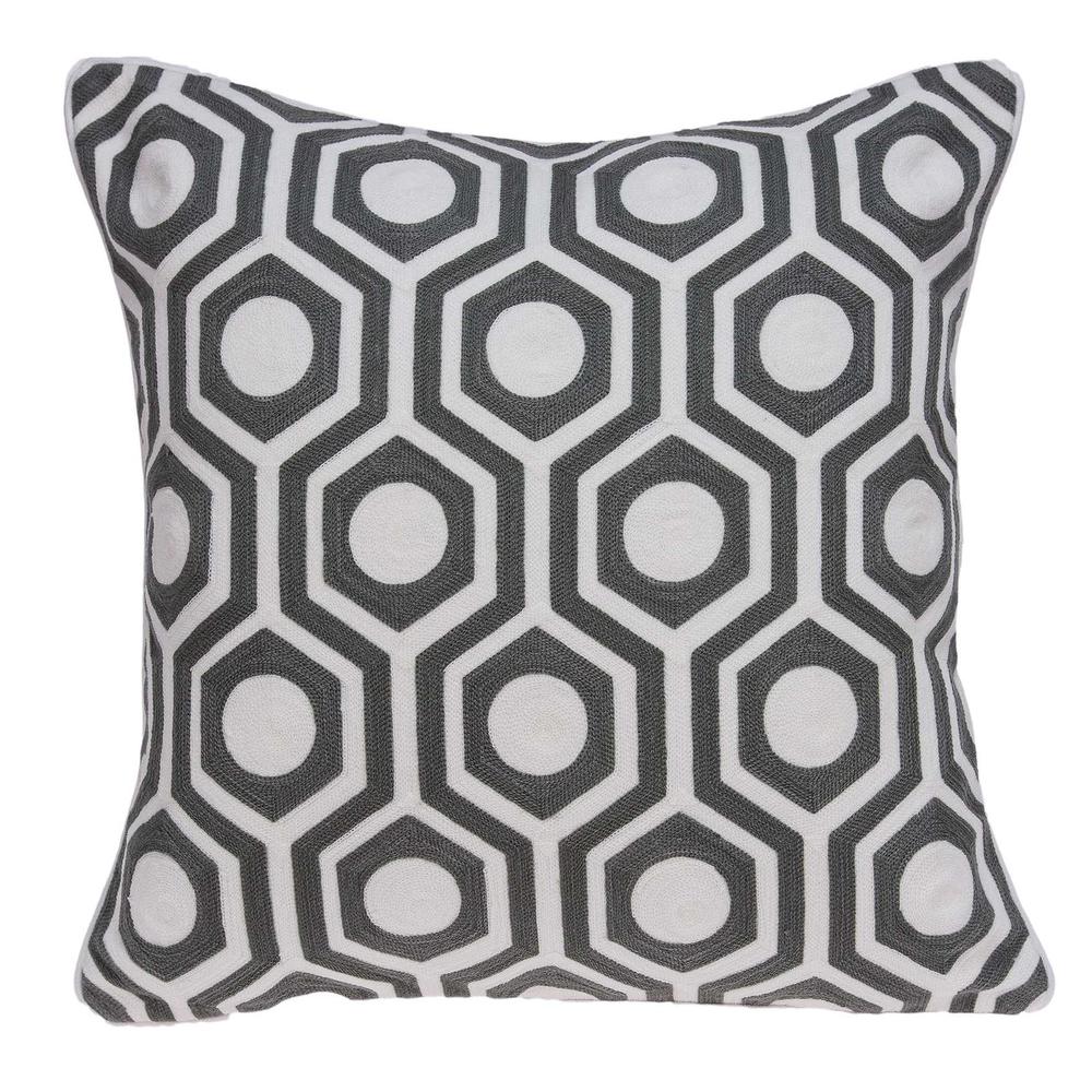 20" x 7" x 20" Cool Gray and White Pillow Cover With Poly Insert - 334130. Picture 1