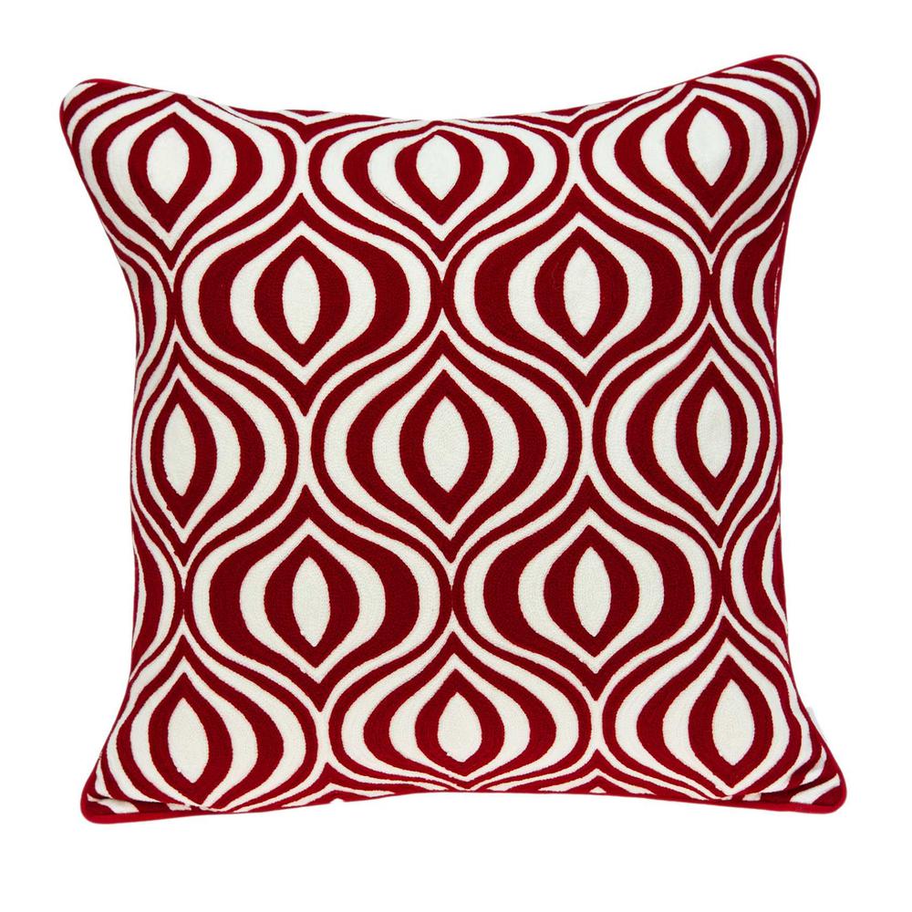 20" x 7" x 20" Transitional Red and White Pillow Cover With Poly Insert - 334131. The main picture.