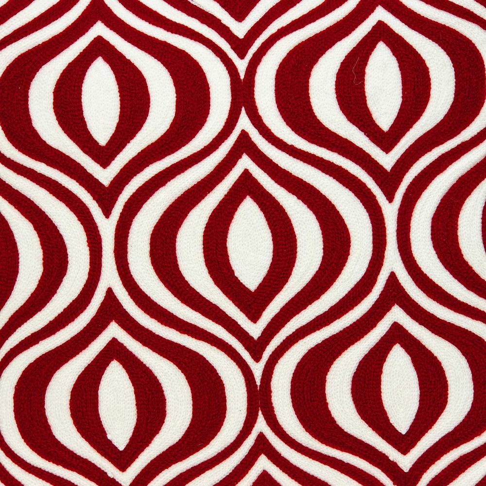 20" x 7" x 20" Transitional Red and White Pillow Cover With Poly Insert - 334131. Picture 5