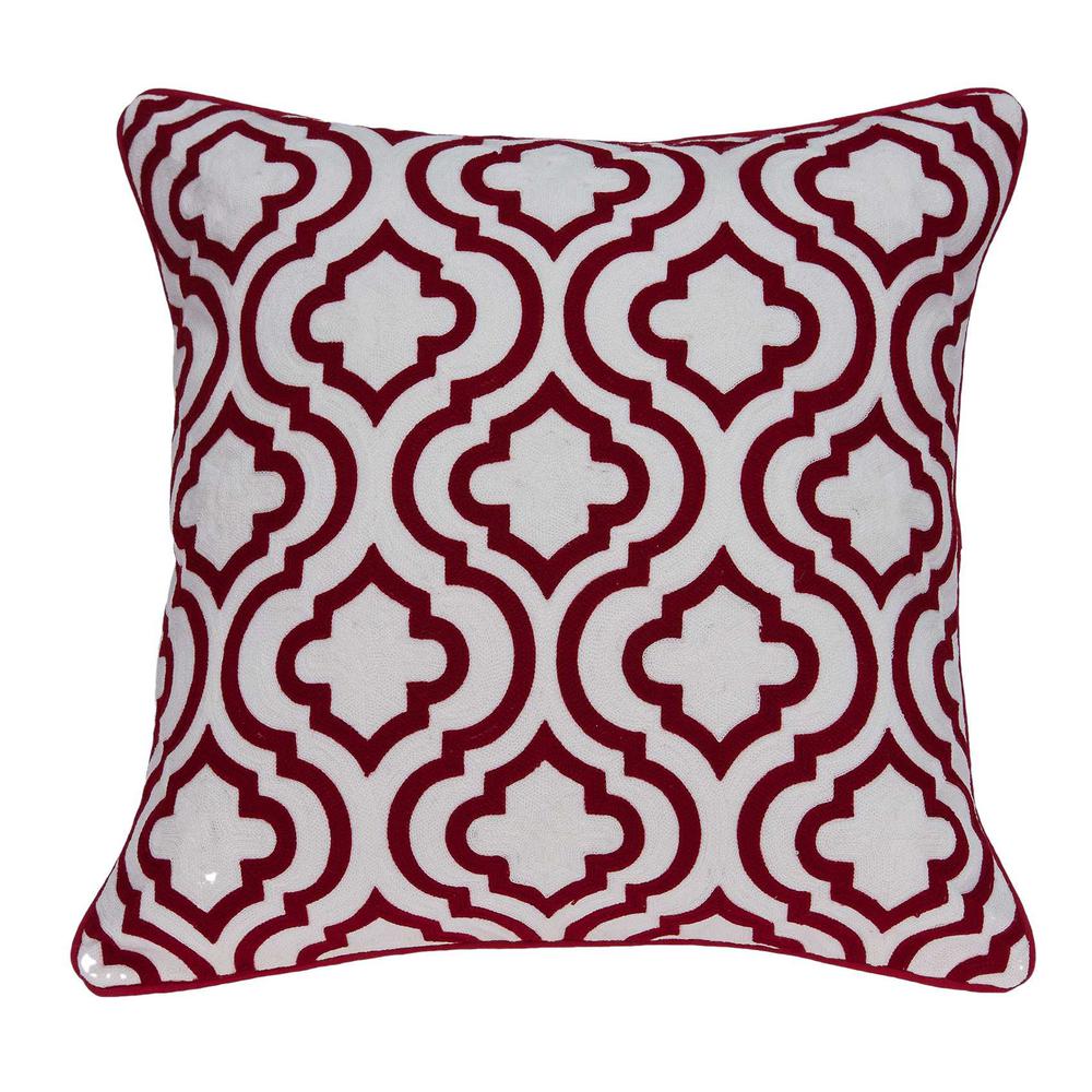 20" x 7" x 20" Transitional Red and White Accent Pillow Cover With Poly Insert - 334133. The main picture.