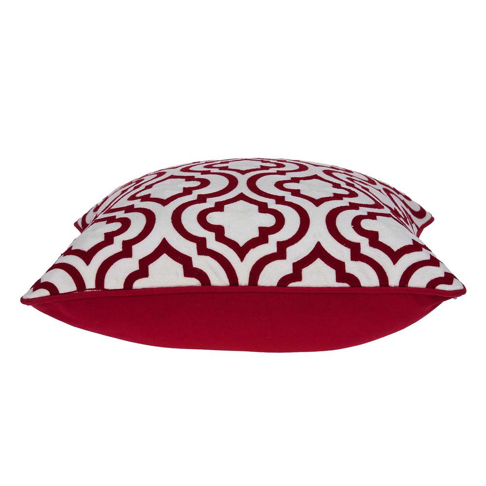 20" x 7" x 20" Transitional Red and White Accent Pillow Cover With Poly Insert - 334133. Picture 3