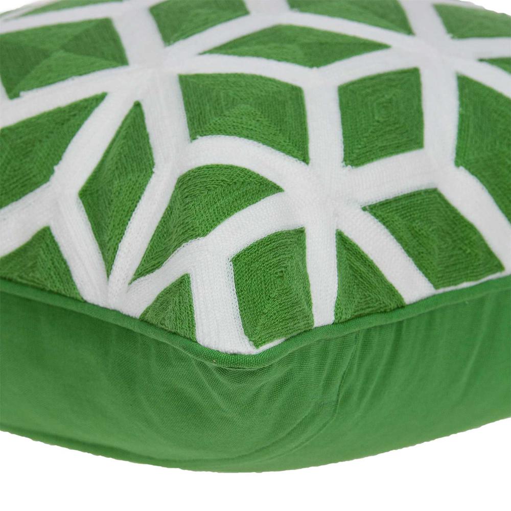 20" x 7" x 20" Transitional Green and White Pillow Cover With Poly Insert - 334134. Picture 4