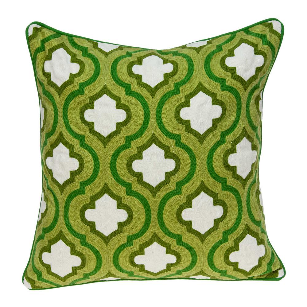 20" x 7" x 20" Cool Traditional Green and White Pillow Cover With Poly Insert - 334135. Picture 1