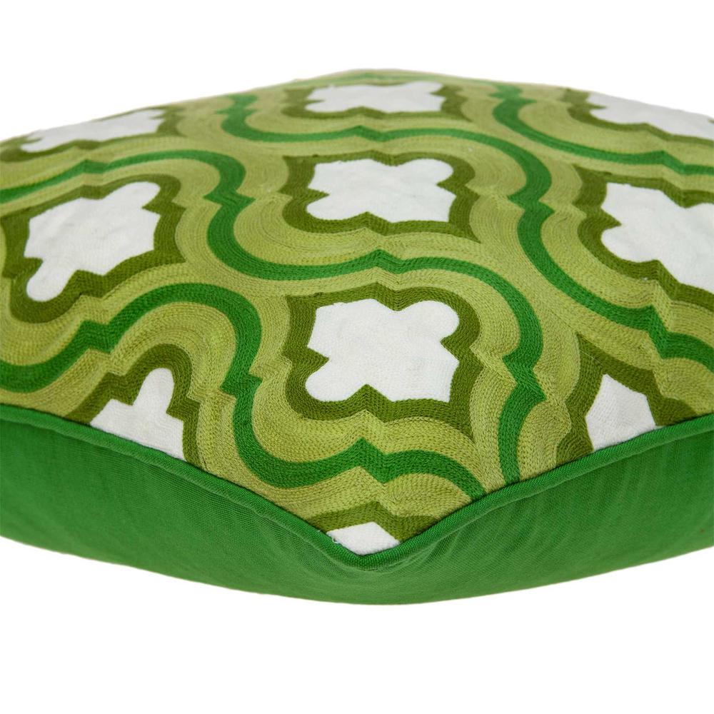 20" x 7" x 20" Cool Traditional Green and White Pillow Cover With Poly Insert - 334135. Picture 4