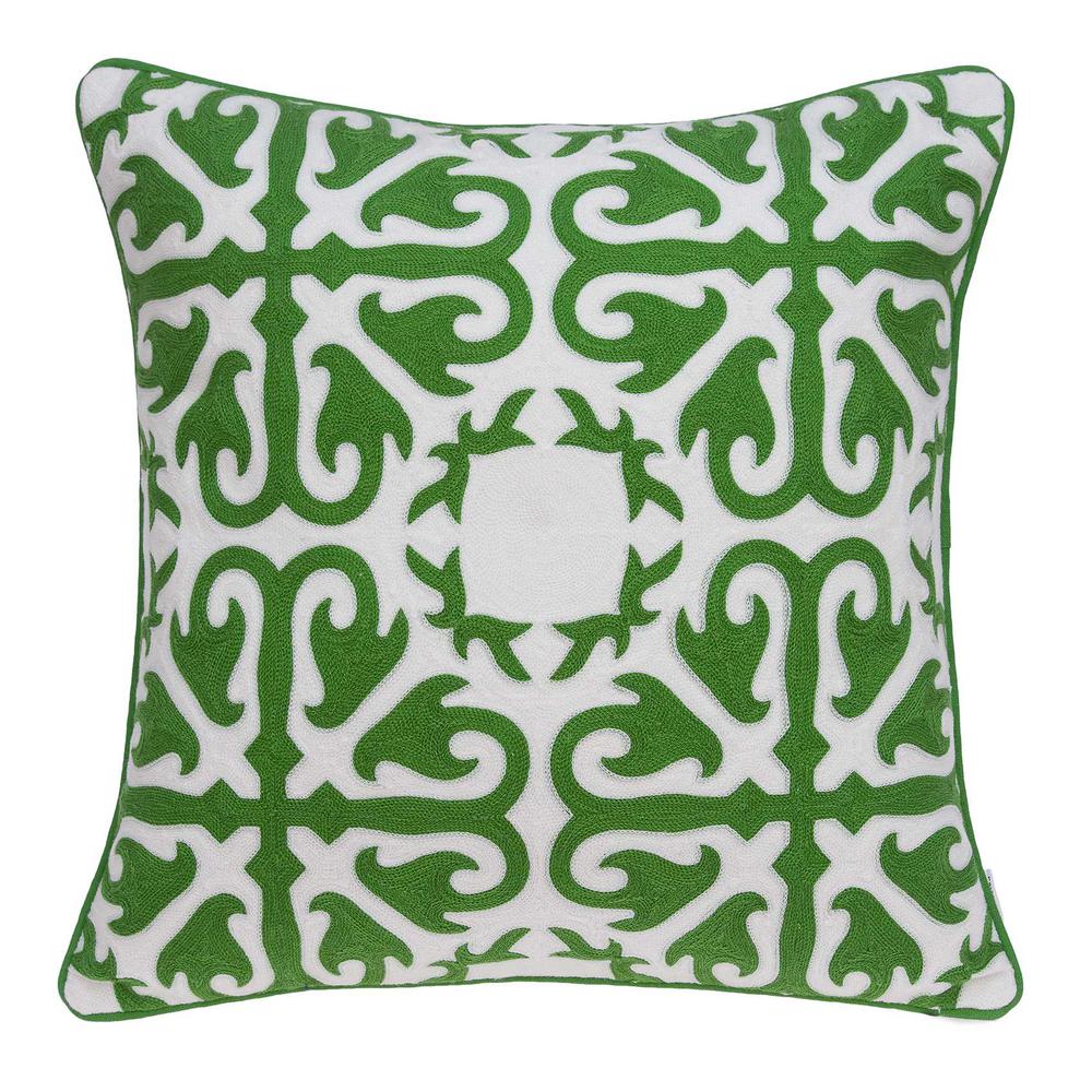 20" x 7" x 20" Traditional Green and White Accent Pillow Cover With Poly Insert - 334136. Picture 1
