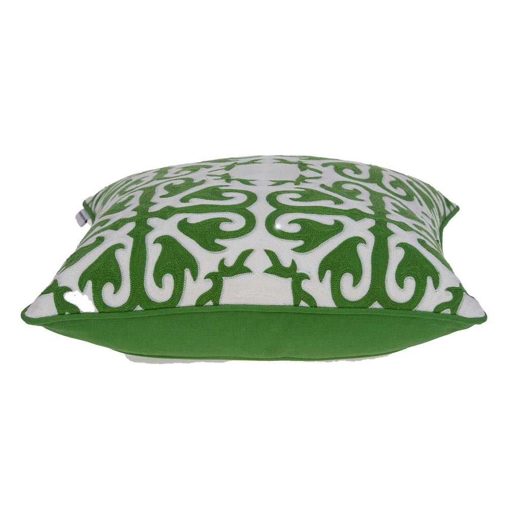 20" x 7" x 20" Traditional Green and White Accent Pillow Cover With Poly Insert - 334136. Picture 3