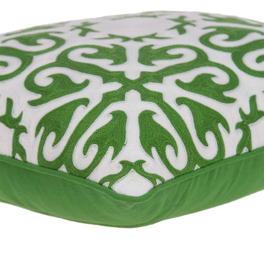 20" x 7" x 20" Traditional Green and White Accent Pillow Cover With Poly Insert - 334136. Picture 4