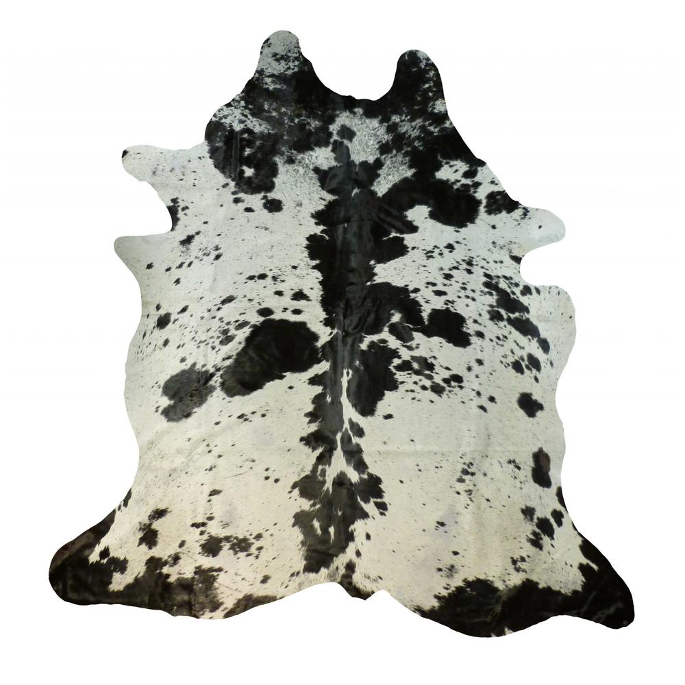 6 Ft Black and White Brindled Cowhide Rug - 334415. Picture 2