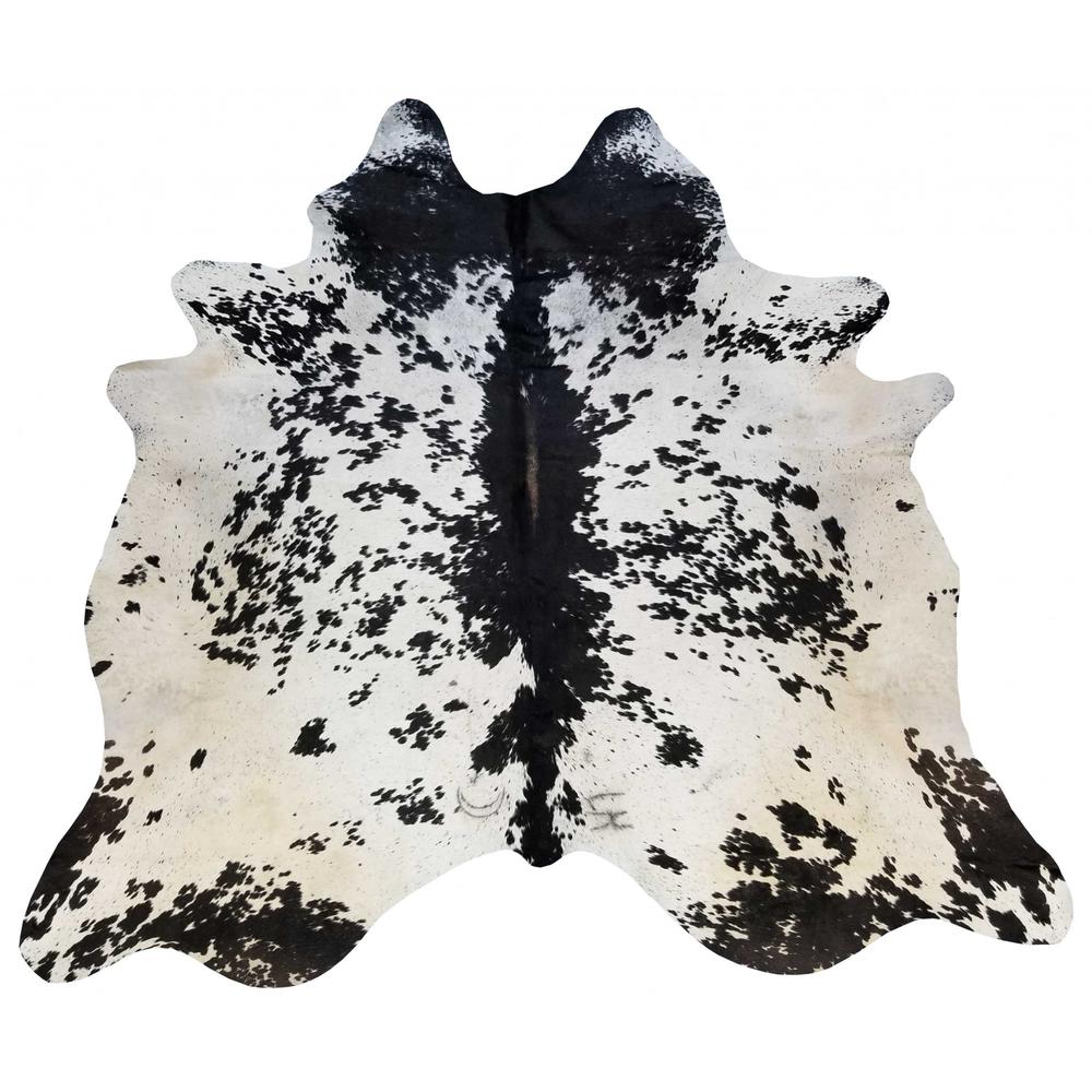 6.5 Ft  Black and White Brindled Cowhide Rug - 334417. The main picture.