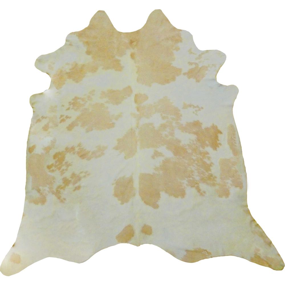 6.5' White and Tan Brazilian Natural Cowhide Area Rug - 334429. Picture 1