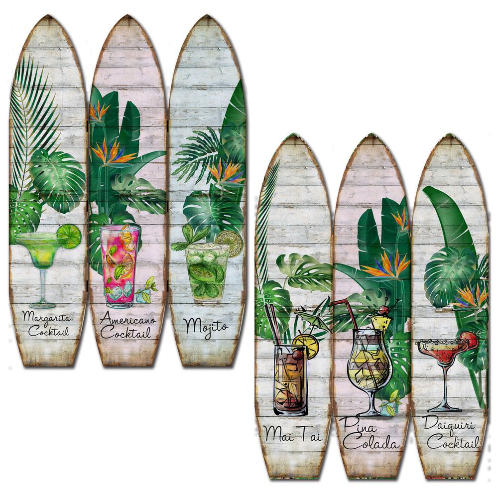 47" x 1" x 71" Multicolor Wood Surfboard  Screen - 342731. Picture 3