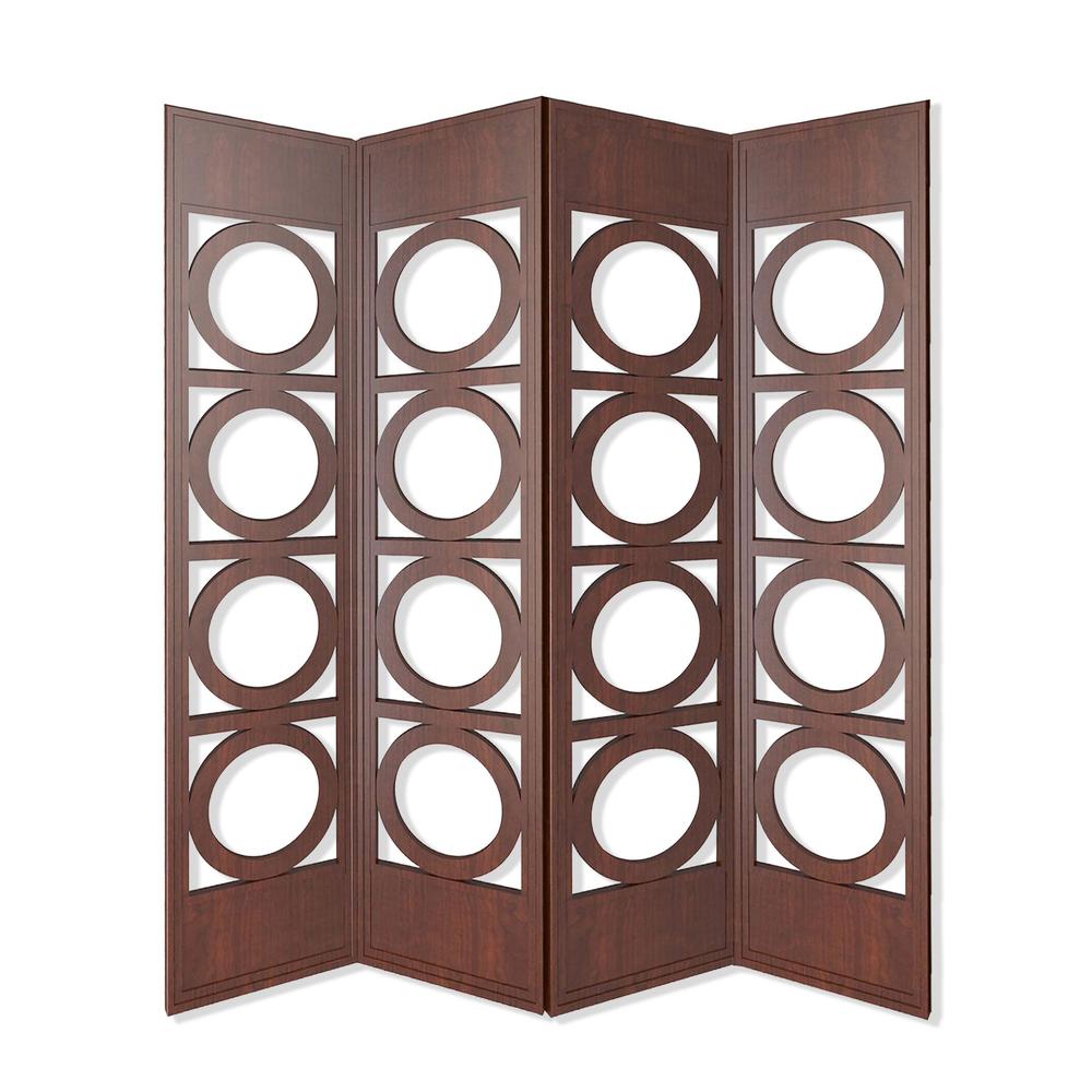 84" x 2" x 84" Brown 4 Panel Wood  Screen - 342747. Picture 1