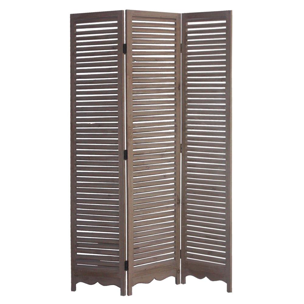 Distressed Light Wood Finish 3 Panel Room Divider Screen - 342751. Picture 1