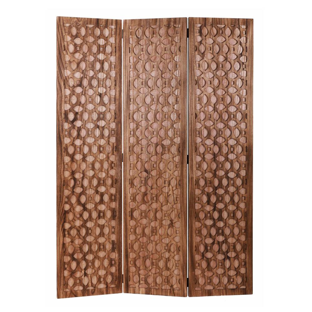 Stunning Carved Brown Wood Room Divider Screen - 342753. Picture 1