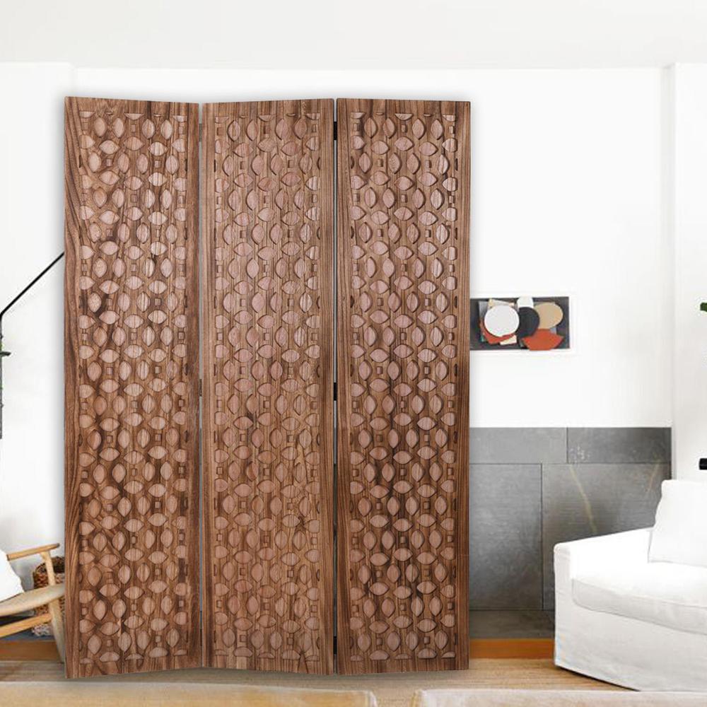 Stunning Carved Brown Wood Room Divider Screen - 342753. Picture 3
