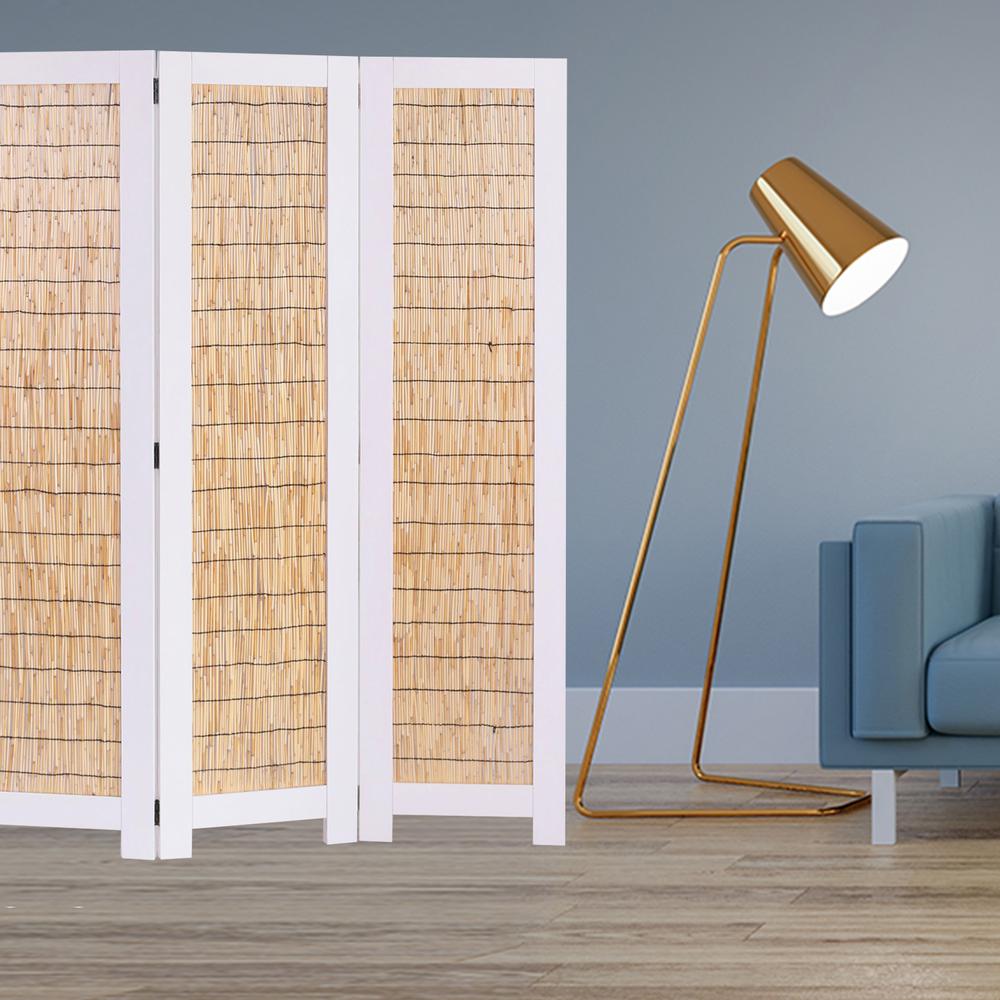 White and Natural 3 Panel Room Divider Screen - 342754. Picture 2