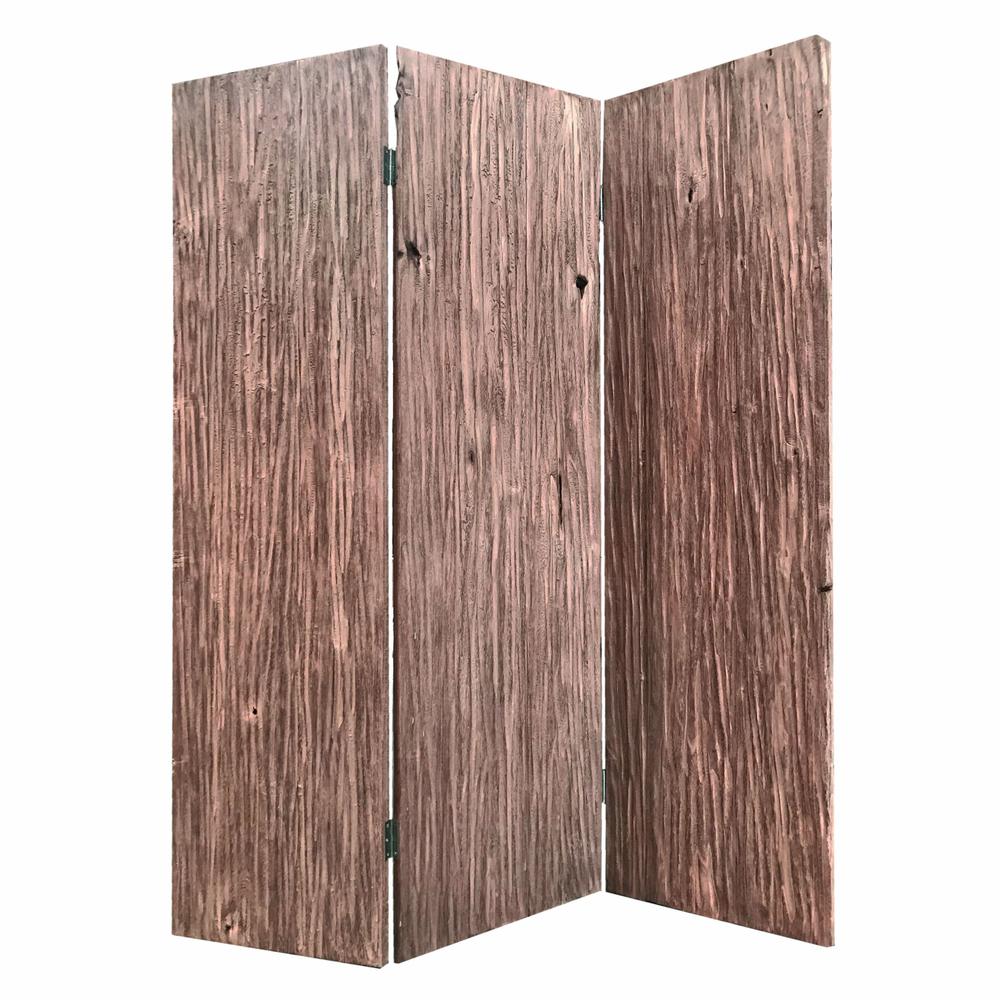 53" x 2" x 71" x 72" Brown, Wood, Woodland - 3 Panel Screen - 342771. Picture 1