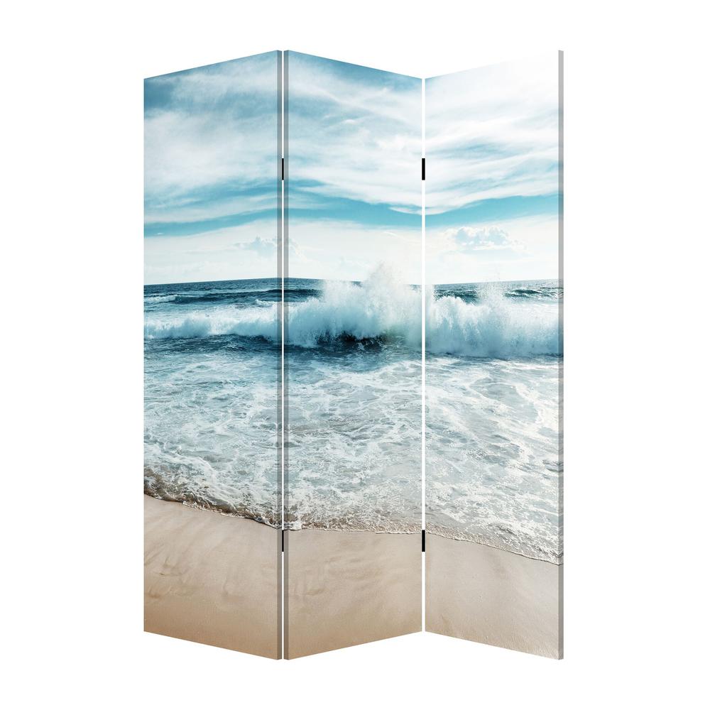 48" x 1" x 72" Multicolor, Canvas, Surf's Up - 3 Panel Screen - 342776. Picture 1
