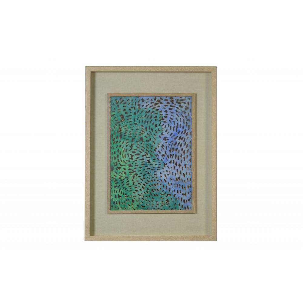 Swirling Blues and Greens Light Wood Shadowbox Wall Art - 342805. Picture 1