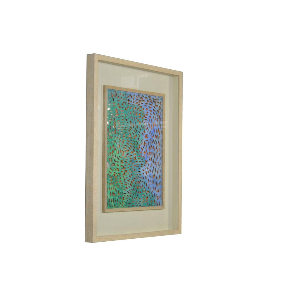 Swirling Blues and Greens Light Wood Shadowbox Wall Art - 342805. Picture 2