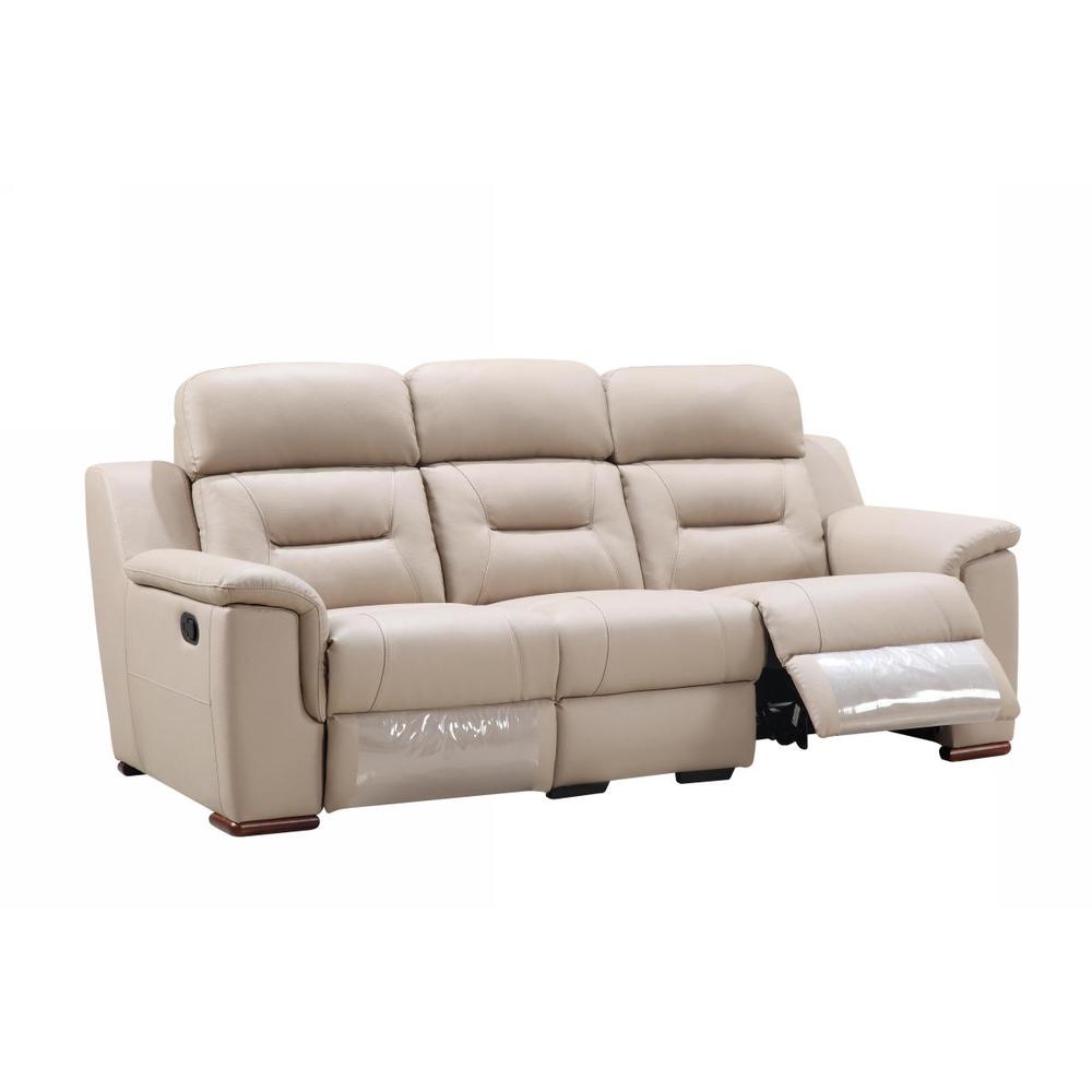 90" X 41" X 41" Modern Beige Leather Reclining Sofa - 343837. Picture 1