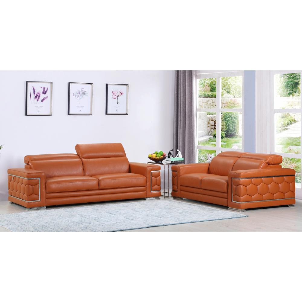 71" X 41" X 29" Modern Camel Leather Sofa And Loveseat - 343841. Picture 1