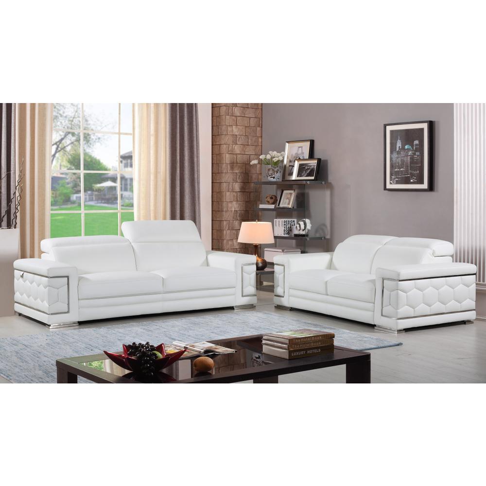 71" X 41" X 29" Modern White Leather Sofa And Loveseat - 343843. Picture 2