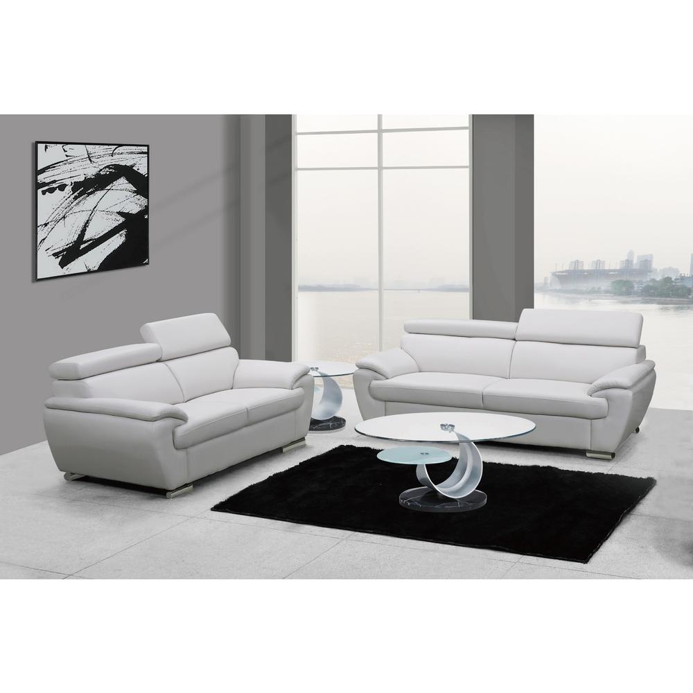 69" X 38" X 32to 39" Modern White Leather Sofa And Loveseat - 343849. Picture 1