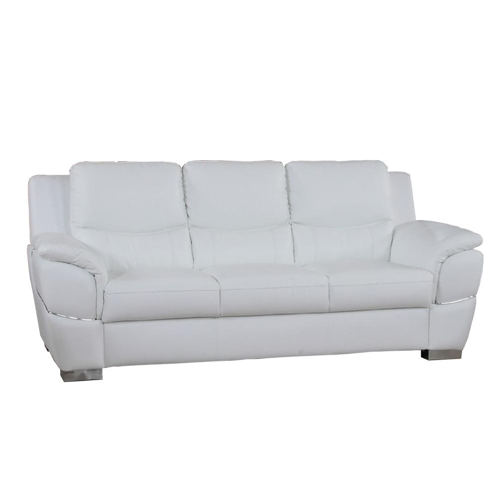 69'' X 34''  X 35'' Modern White Leather Sofa And Loveseat - 343861. Picture 1