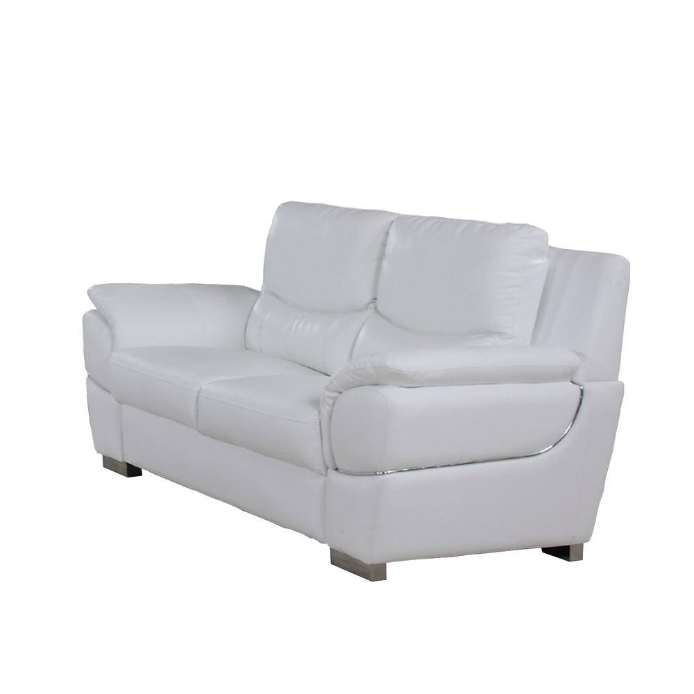 69'' X 34''  X 35'' Modern White Leather Sofa And Loveseat - 343861. Picture 2