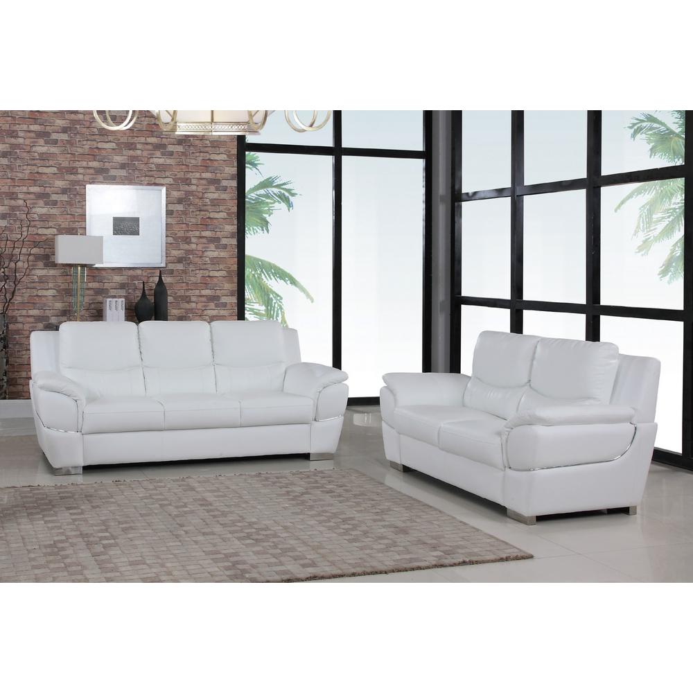 69'' X 34''  X 35'' Modern White Leather Sofa And Loveseat - 343861. Picture 4