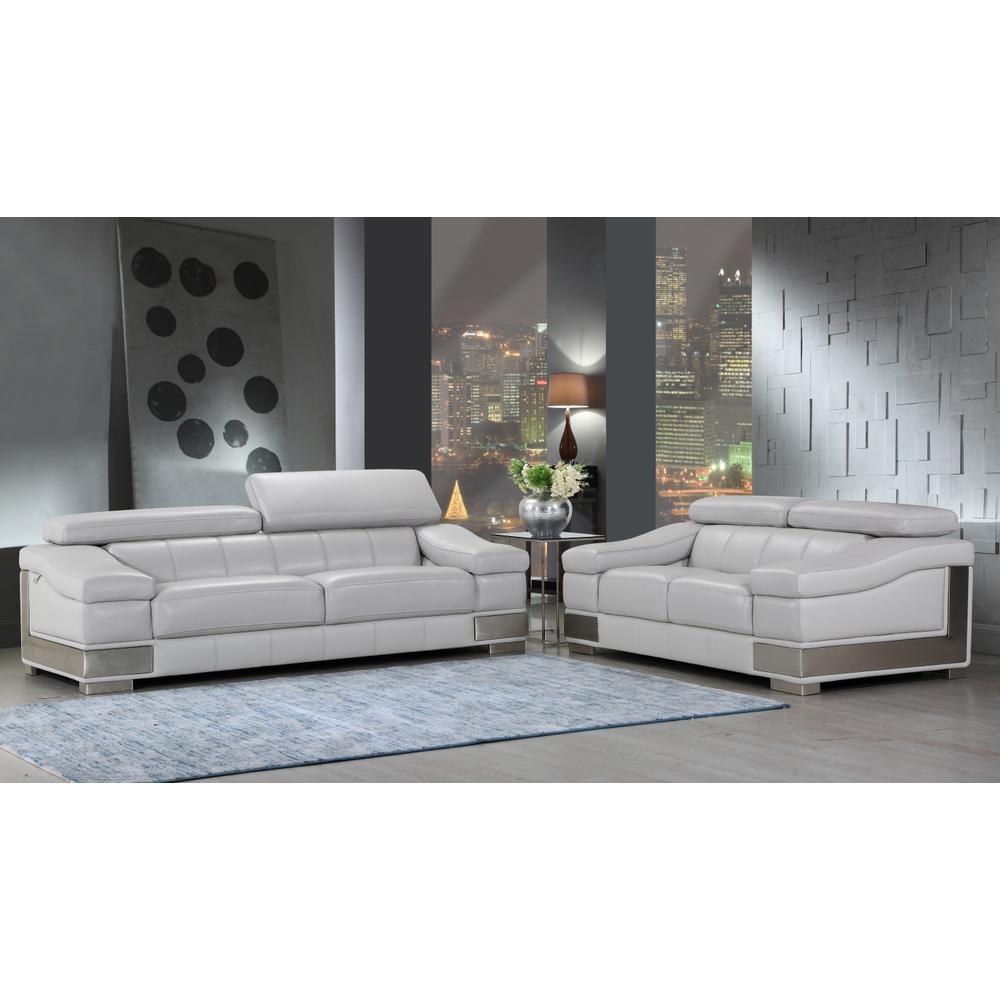 73'' X 43''  X 31'' Modern Light Gray Leather Sofa And Loveseat - 343865. Picture 1