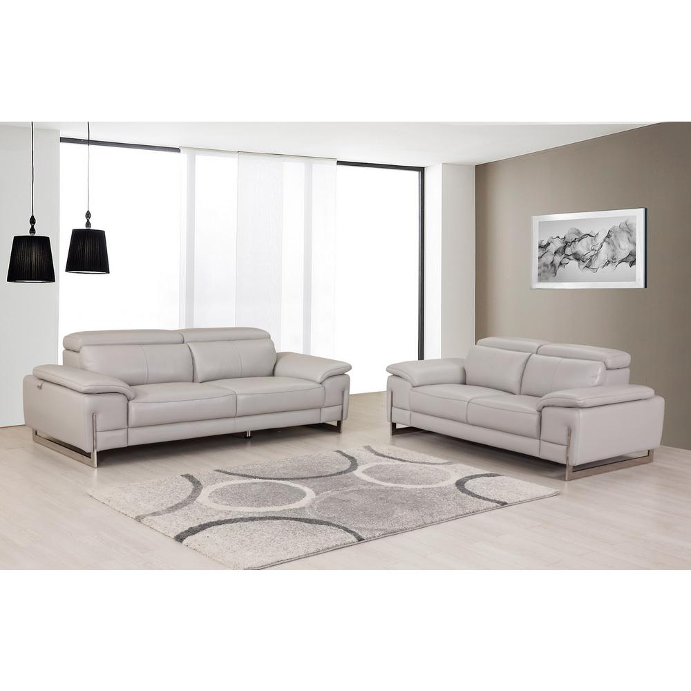 71'' X 42''  X 31'' Modern Light Gray Leather Sofa And Loveseat - 343867. Picture 1